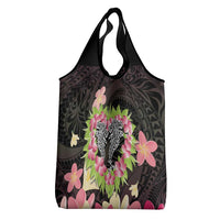 Polynesia Valentine's Day Grocery Bag Hammerhead Shark Plumeria With Polynesian Pattern LT14 - Polynesian Pride