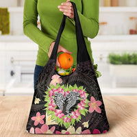 Polynesia Valentine's Day Grocery Bag Hammerhead Shark Plumeria With Polynesian Pattern LT14 - Polynesian Pride