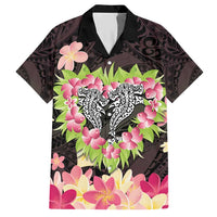 Polynesia Valentine's Day Hawaiian Shirt Hammerhead Shark Plumeria With Polynesian Pattern LT14 Black - Polynesian Pride