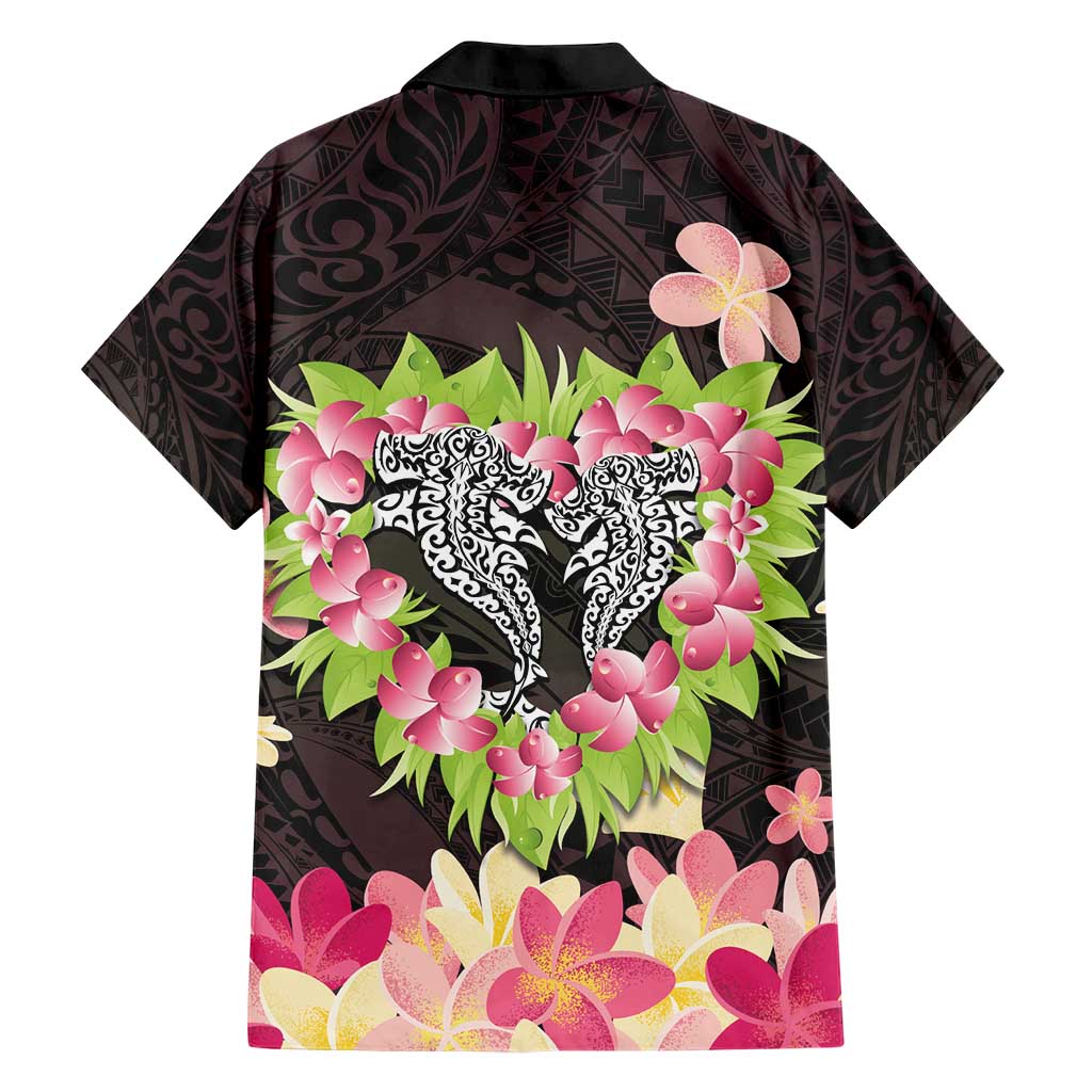 Polynesia Valentine's Day Hawaiian Shirt Hammerhead Shark Plumeria With Polynesian Pattern LT14 - Polynesian Pride