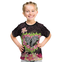 Polynesia Valentine's Day Kid T Shirt Hammerhead Shark Plumeria With Polynesian Pattern LT14 Black - Polynesian Pride