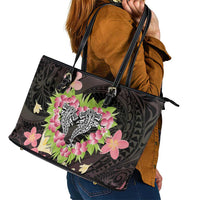 Polynesia Valentine's Day Leather Tote Bag Hammerhead Shark Plumeria With Polynesian Pattern LT14 - Polynesian Pride
