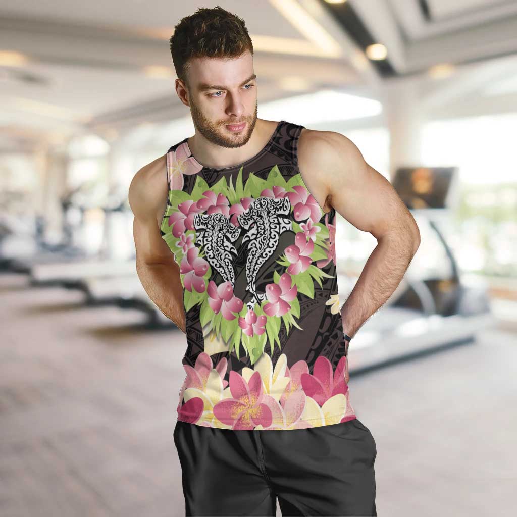 Polynesia Valentine's Day Men Tank Top Hammerhead Shark Plumeria With Polynesian Pattern LT14 Black - Polynesian Pride