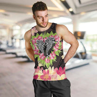 Polynesia Valentine's Day Men Tank Top Hammerhead Shark Plumeria With Polynesian Pattern LT14 Black - Polynesian Pride