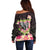 Polynesia Valentine's Day Off Shoulder Sweater Hammerhead Shark Plumeria With Polynesian Pattern