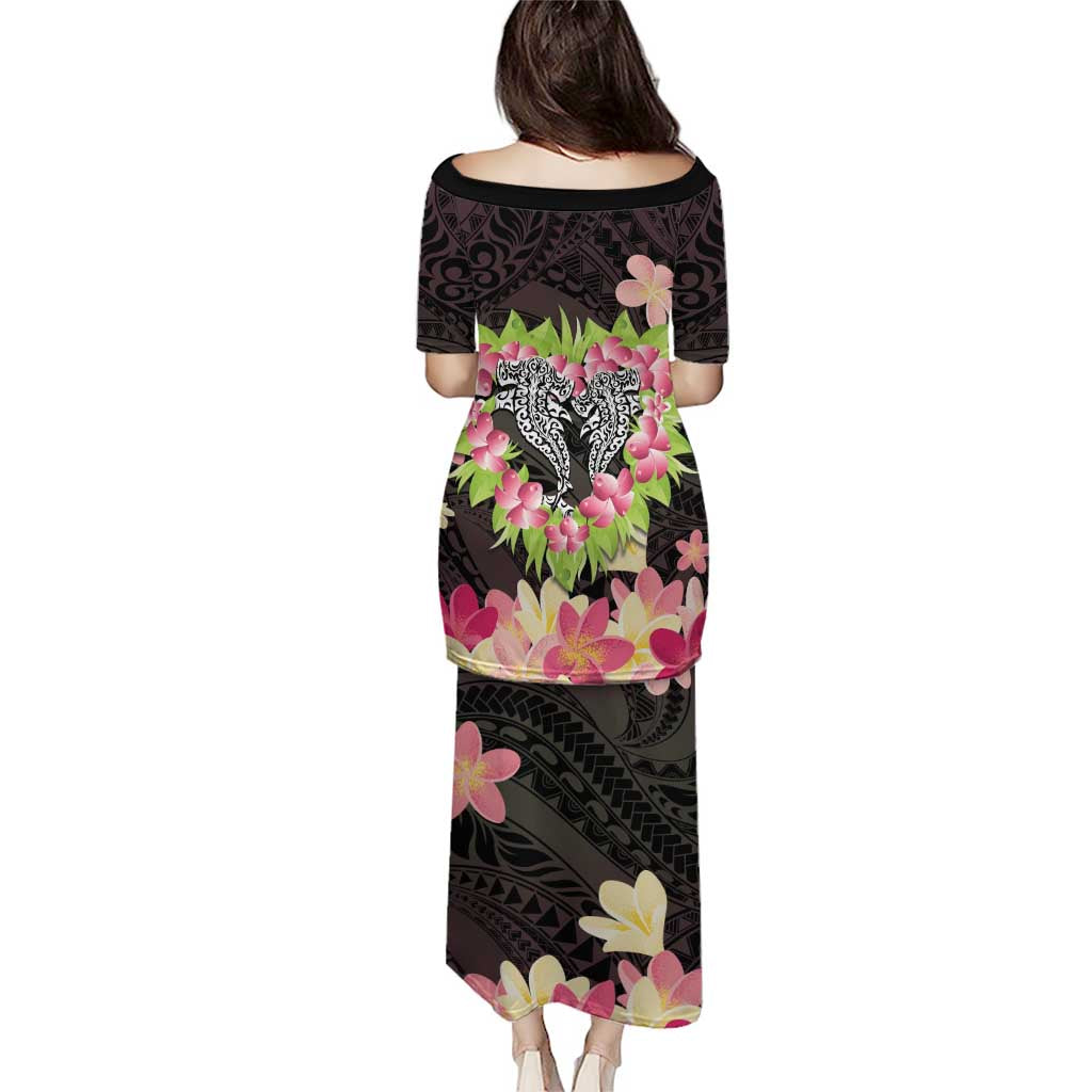 Polynesia Valentine's Day Puletasi Hammerhead Shark Plumeria With Polynesian Pattern LT14 - Polynesian Pride