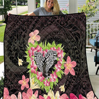 Polynesia Valentine's Day Quilt Hammerhead Shark Plumeria With Polynesian Pattern