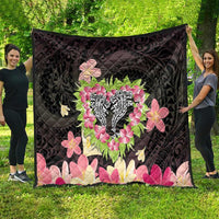 Polynesia Valentine's Day Quilt Hammerhead Shark Plumeria With Polynesian Pattern
