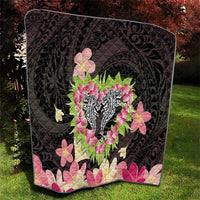 Polynesia Valentine's Day Quilt Hammerhead Shark Plumeria With Polynesian Pattern