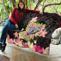 Polynesia Valentine's Day Quilt Hammerhead Shark Plumeria With Polynesian Pattern