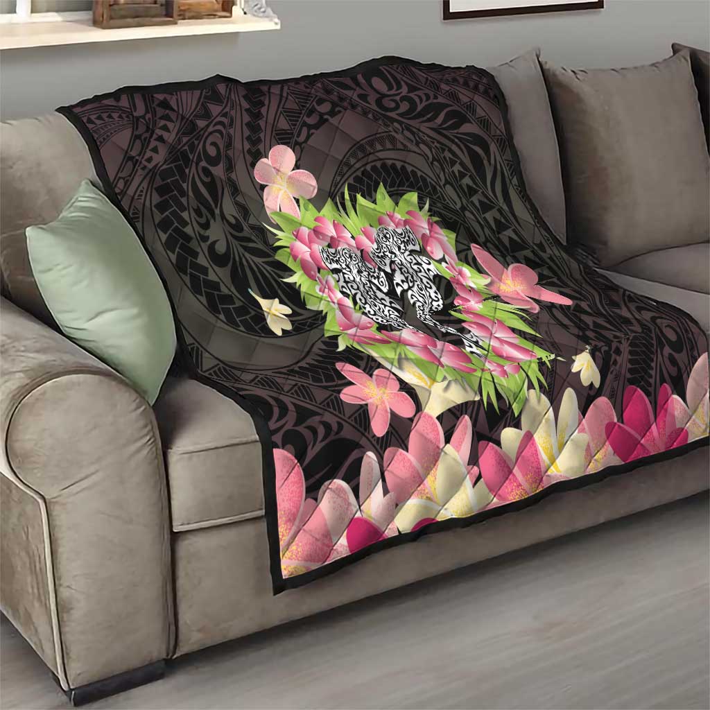 Polynesia Valentine's Day Quilt Hammerhead Shark Plumeria With Polynesian Pattern