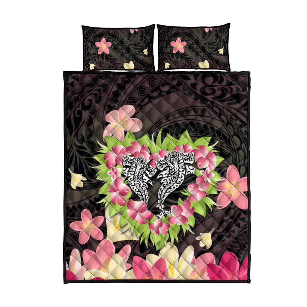 Polynesia Valentine's Day Quilt Bed Set Hammerhead Shark Plumeria With Polynesian Pattern LT14 - Polynesian Pride