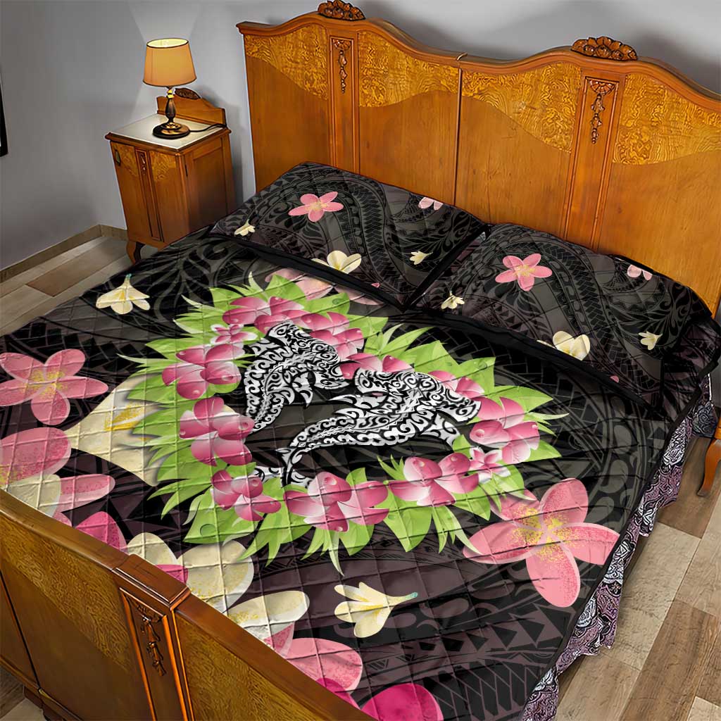 Polynesia Valentine's Day Quilt Bed Set Hammerhead Shark Plumeria With Polynesian Pattern LT14 - Polynesian Pride