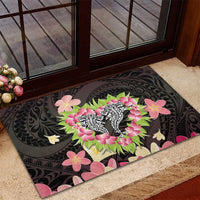Polynesia Valentine's Day Rubber Doormat Hammerhead Shark Plumeria With Polynesian Pattern LT14 - Polynesian Pride