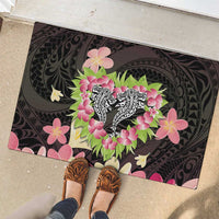 Polynesia Valentine's Day Rubber Doormat Hammerhead Shark Plumeria With Polynesian Pattern LT14 - Polynesian Pride