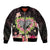 Polynesia Valentine's Day Sleeve Zip Bomber Jacket Hammerhead Shark Plumeria With Polynesian Pattern