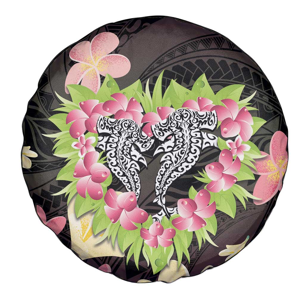 Polynesia Valentine's Day Spare Tire Cover Hammerhead Shark Plumeria With Polynesian Pattern LT14 - Polynesian Pride
