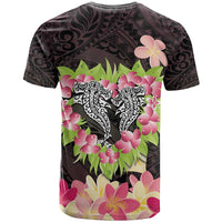 Polynesia Valentine's Day T Shirt Hammerhead Shark Plumeria With Polynesian Pattern