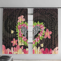 Polynesia Valentine's Day Window Curtain Hammerhead Shark Plumeria With Polynesian Pattern LT14 With Hooks Black - Polynesian Pride