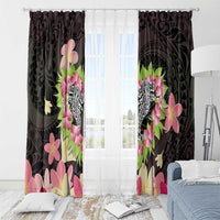 Polynesia Valentine's Day Window Curtain Hammerhead Shark Plumeria With Polynesian Pattern LT14 - Polynesian Pride