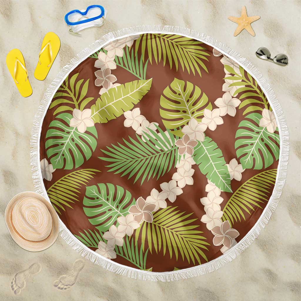 Brown Hawaii Plumeria Lei With Tropical Leaves Beach Blanket LT14 One Size 150cm Brown - Polynesian Pride