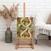 Brown Hawaii Plumeria Lei With Tropical Leaves Canvas Wall Art LT14 - Polynesian Pride