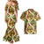 Brown Hawaii Plumeria Lei With Tropical Leaves Couples Matching Mermaid Dress and Hawaiian Shirt