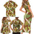 Brown Hawaii Plumeria Lei With Tropical Leaves Family Matching Short Sleeve Bodycon Dress and Hawaiian Shirt