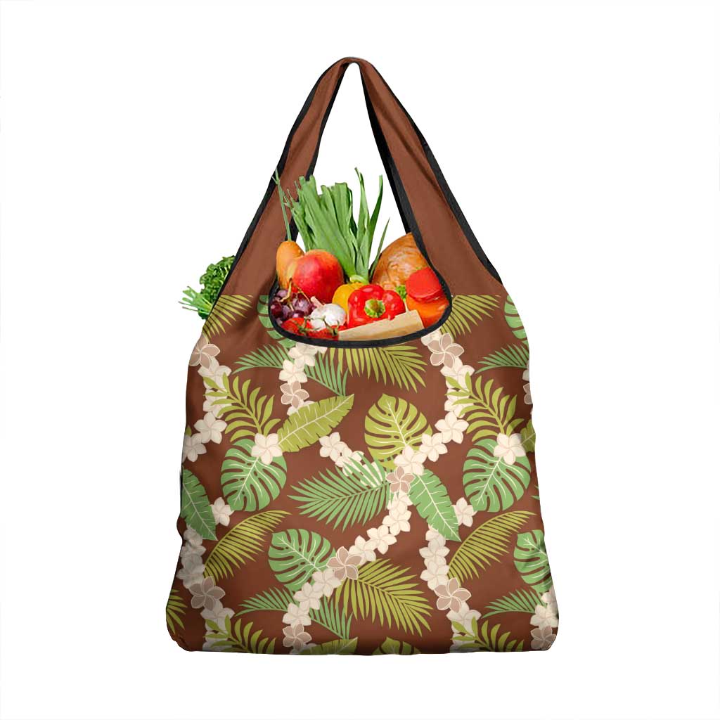 Brown Hawaii Plumeria Lei With Tropical Leaves Grocery Bag LT14 1-pack One Size Brown - Polynesian Pride