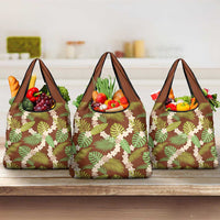 Brown Hawaii Plumeria Lei With Tropical Leaves Grocery Bag LT14 3-pack One Size Brown - Polynesian Pride