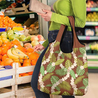 Brown Hawaii Plumeria Lei With Tropical Leaves Grocery Bag LT14 - Polynesian Pride
