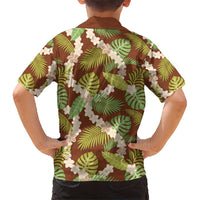 Brown Hawaii Plumeria Lei With Tropical Leaves Hawaiian Shirt LT14 - Polynesian Pride