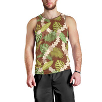 Brown Hawaii Plumeria Lei With Tropical Leaves Men Tank Top LT14 - Polynesian Pride