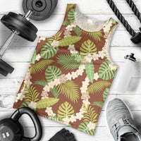 Brown Hawaii Plumeria Lei With Tropical Leaves Men Tank Top LT14 - Polynesian Pride