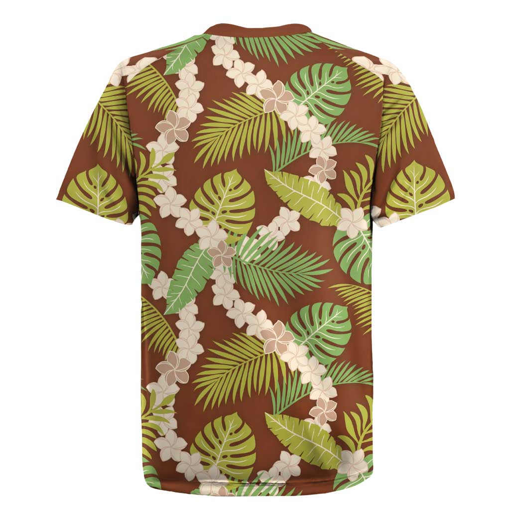 Brown Hawaii Plumeria Lei With Tropical Leaves Rugby Jersey LT14 - Polynesian Pride