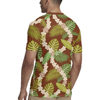 Brown Hawaii Plumeria Lei With Tropical Leaves Rugby Jersey LT14 - Polynesian Pride