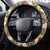 Brown Hawaii Plumeria Lei With Tropical Leaves Steering Wheel Cover