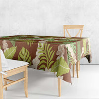 Brown Hawaii Plumeria Lei With Tropical Leaves Tablecloth LT14 - Polynesian Pride