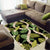 Black Hawaii Plumeria Lei With Tropical Leaves Area Rug