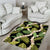 Black Hawaii Plumeria Lei With Tropical Leaves Area Rug