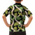 Black Hawaii Plumeria Lei With Tropical Leaves Family Matching Short Sleeve Bodycon Dress and Hawaiian Shirt