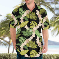 Black Hawaii Plumeria Lei With Tropical Leaves Hawaiian Shirt LT14 - Polynesian Pride