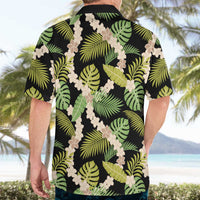Black Hawaii Plumeria Lei With Tropical Leaves Hawaiian Shirt LT14 - Polynesian Pride