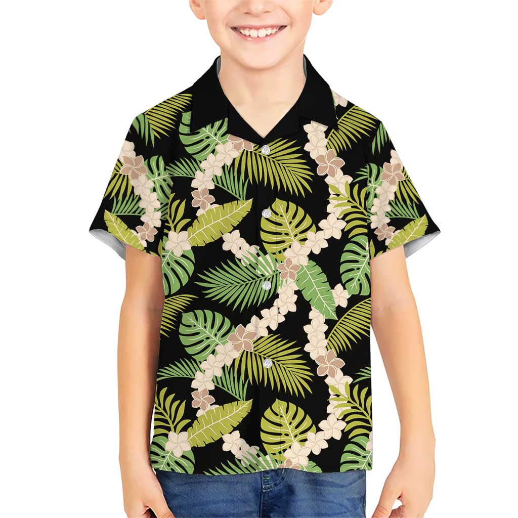 Black Hawaii Plumeria Lei With Tropical Leaves Hawaiian Shirt LT14 - Polynesian Pride