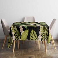 Black Hawaii Plumeria Lei With Tropical Leaves Tablecloth LT14 - Polynesian Pride