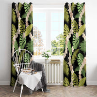 Black Hawaii Plumeria Lei With Tropical Leaves Window Curtain LT14 - Polynesian Pride