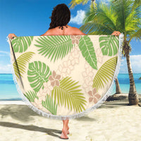 Beige Hawaii Plumeria Lei With Tropical Leaves Beach Blanket LT14 - Polynesian Pride