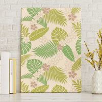 Beige Hawaii Plumeria Lei With Tropical Leaves Canvas Wall Art LT14 Without Frame Beige - Polynesian Pride
