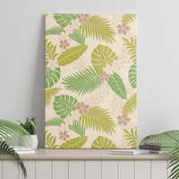 Beige Hawaii Plumeria Lei With Tropical Leaves Canvas Wall Art LT14 - Polynesian Pride