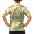 Beige Hawaii Plumeria Lei With Tropical Leaves Family Matching Short Sleeve Bodycon Dress and Hawaiian Shirt